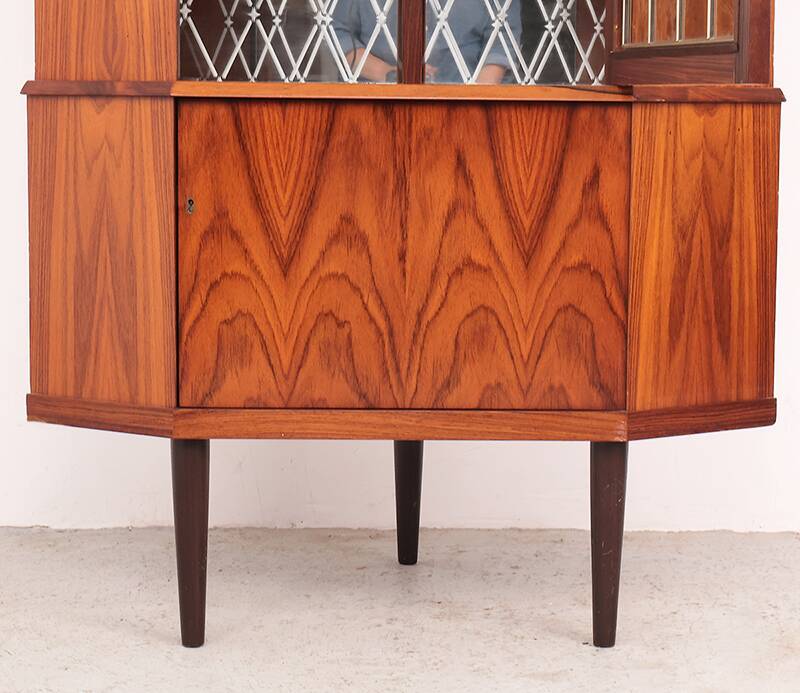 Danish rosewood corner display cabinet, 1960s