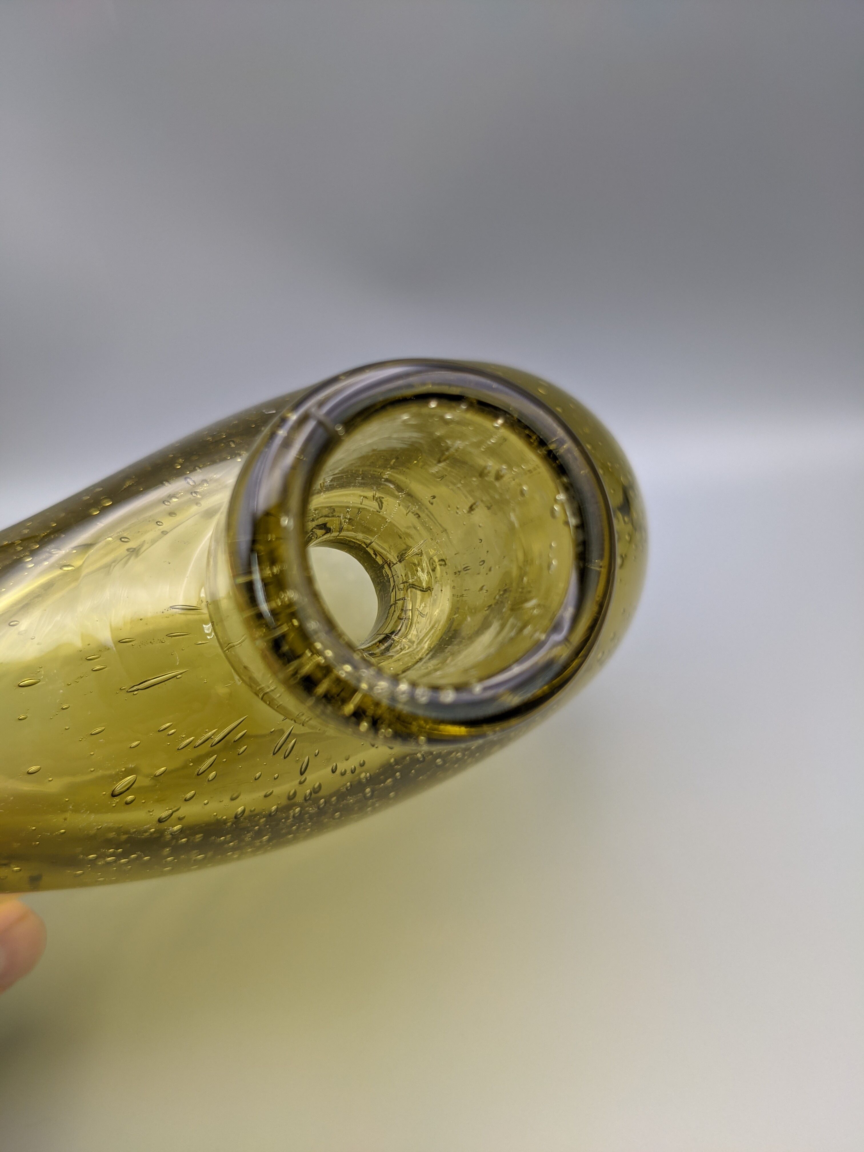 Cognac decanter in bubbled blown glass