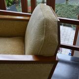 Paire de fauteuils et poufs art-déco