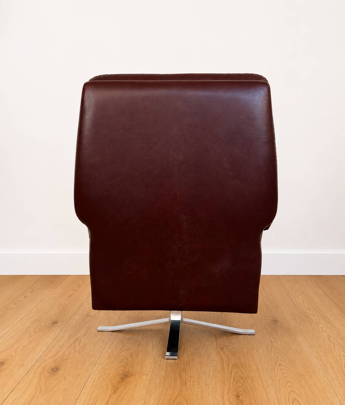Vintage retro Arne Norell lounge chair & stool in burgundy leather