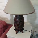 Carved wooden lamp