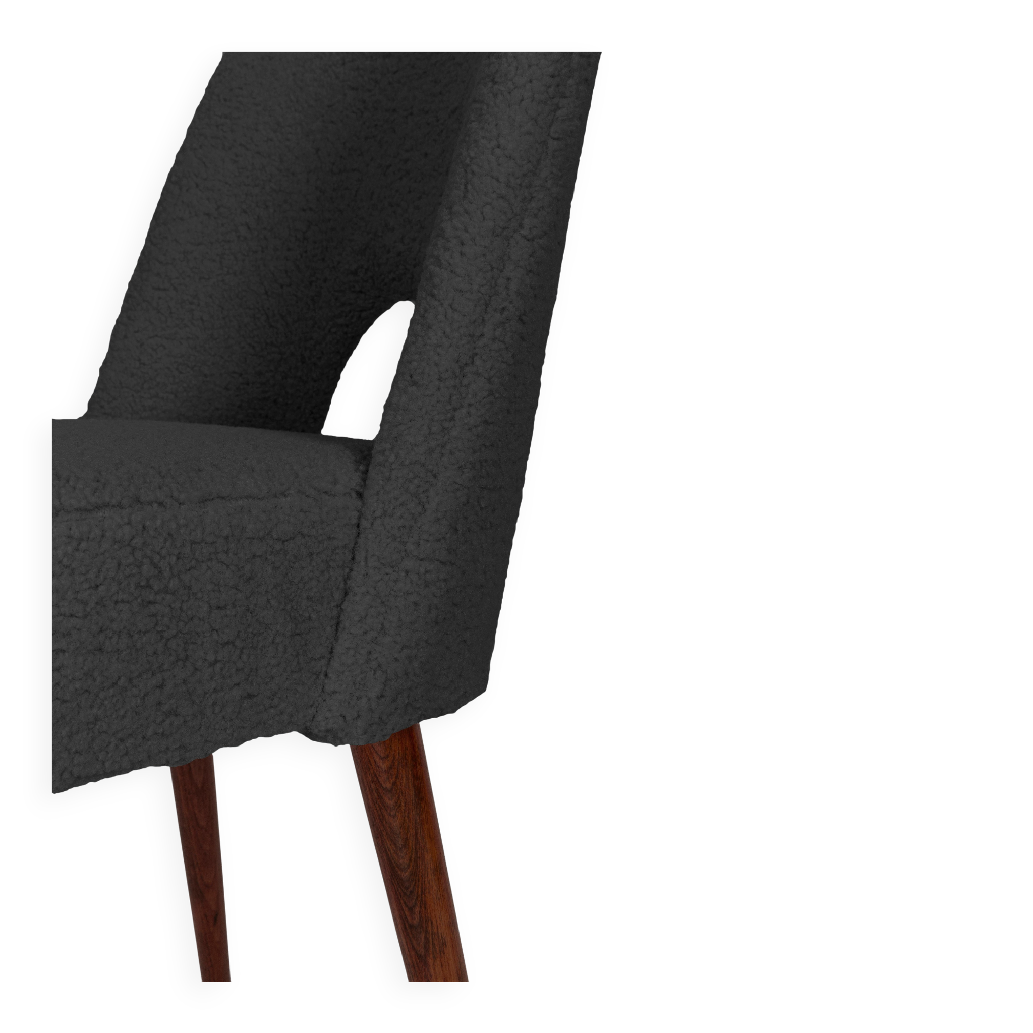 Chaise 'Shell' en bouclé gris foncé, années 1960