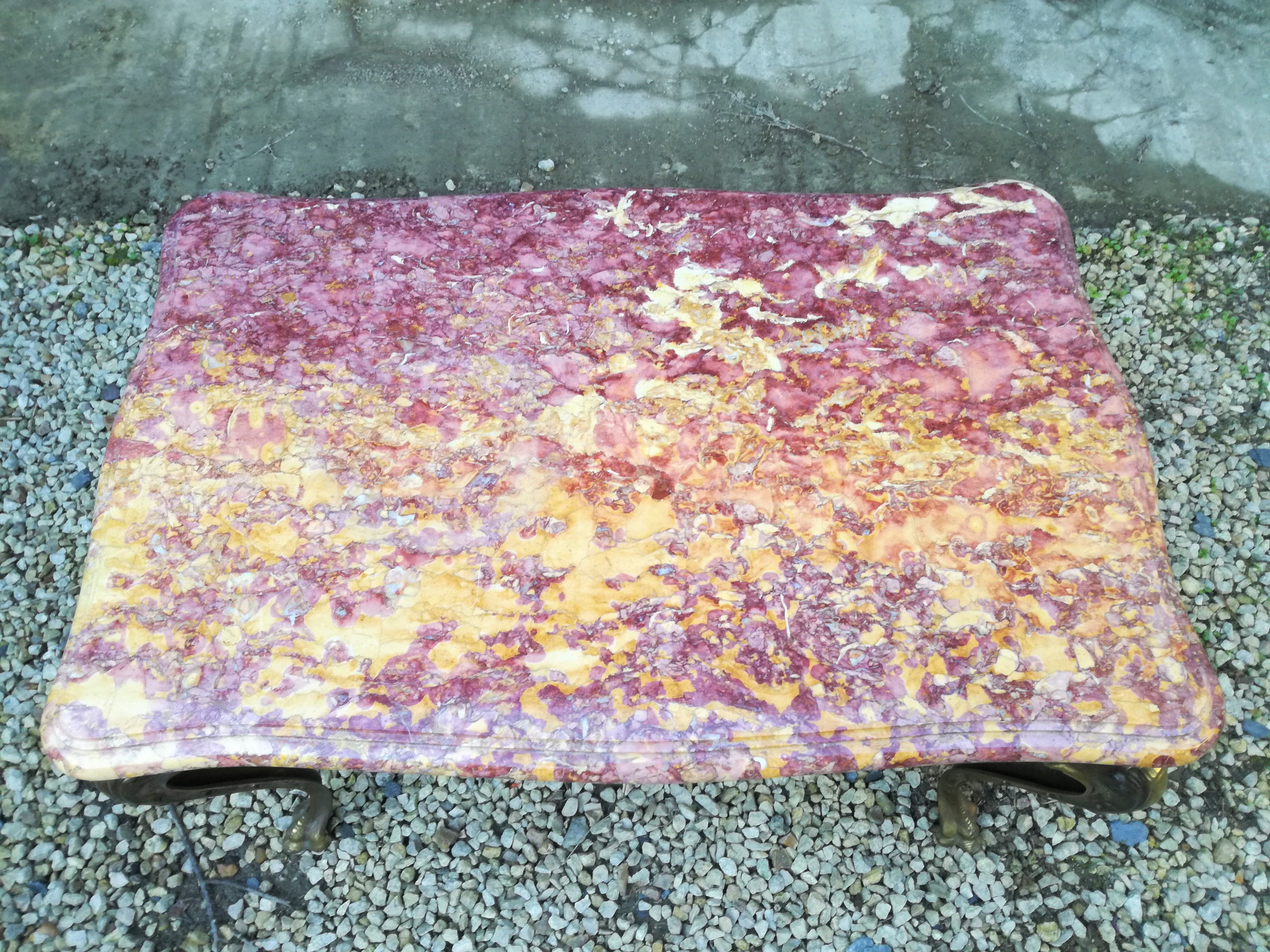 Coffee table Louis XV pink marble