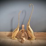 Duo brass swans