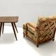 Pair of Olive Green Fabric Armchairs by Paolo Buffa with Walnut Frame