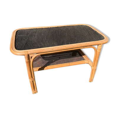 Table basse rotin osier noir