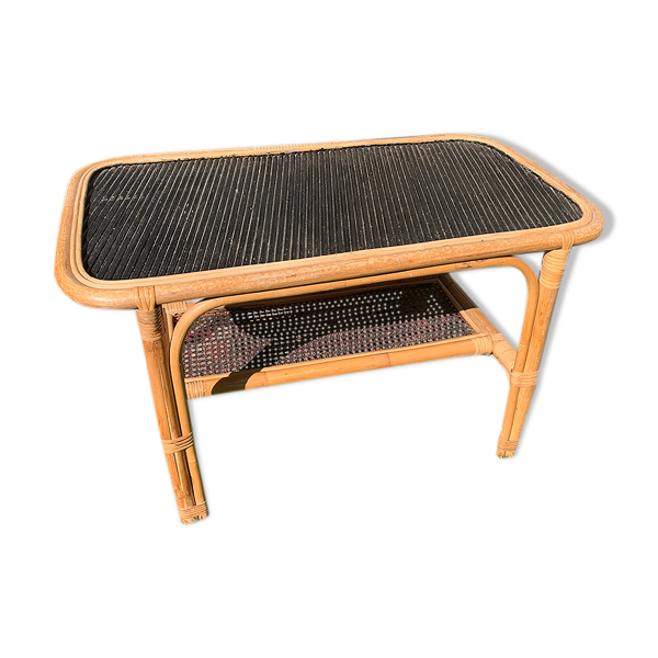 Table basse rotin osier noir
