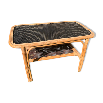 Black wicker rattan coffee table