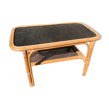 Black wicker rattan coffee table