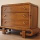 Art Deco walnut chest of drawers, 1950s, mid-century modern style,