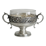 Metal and glass pedestal bowl