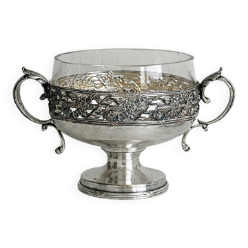 Coupe sur pied en métal et verre
