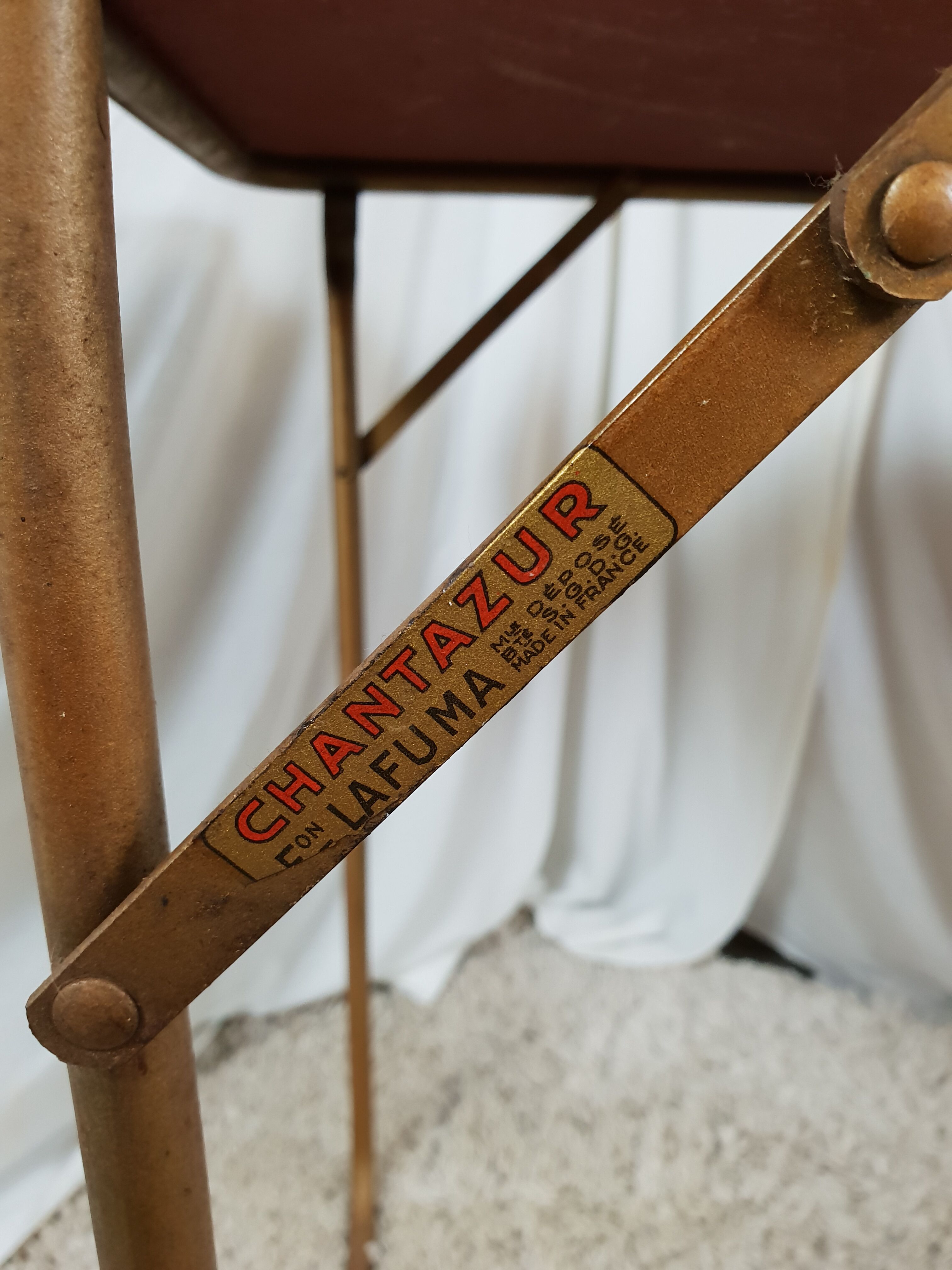 Camping folding orange Lafuma Chantazur 70's table