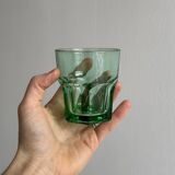 4 verres à eau vintage en verre vert translucide