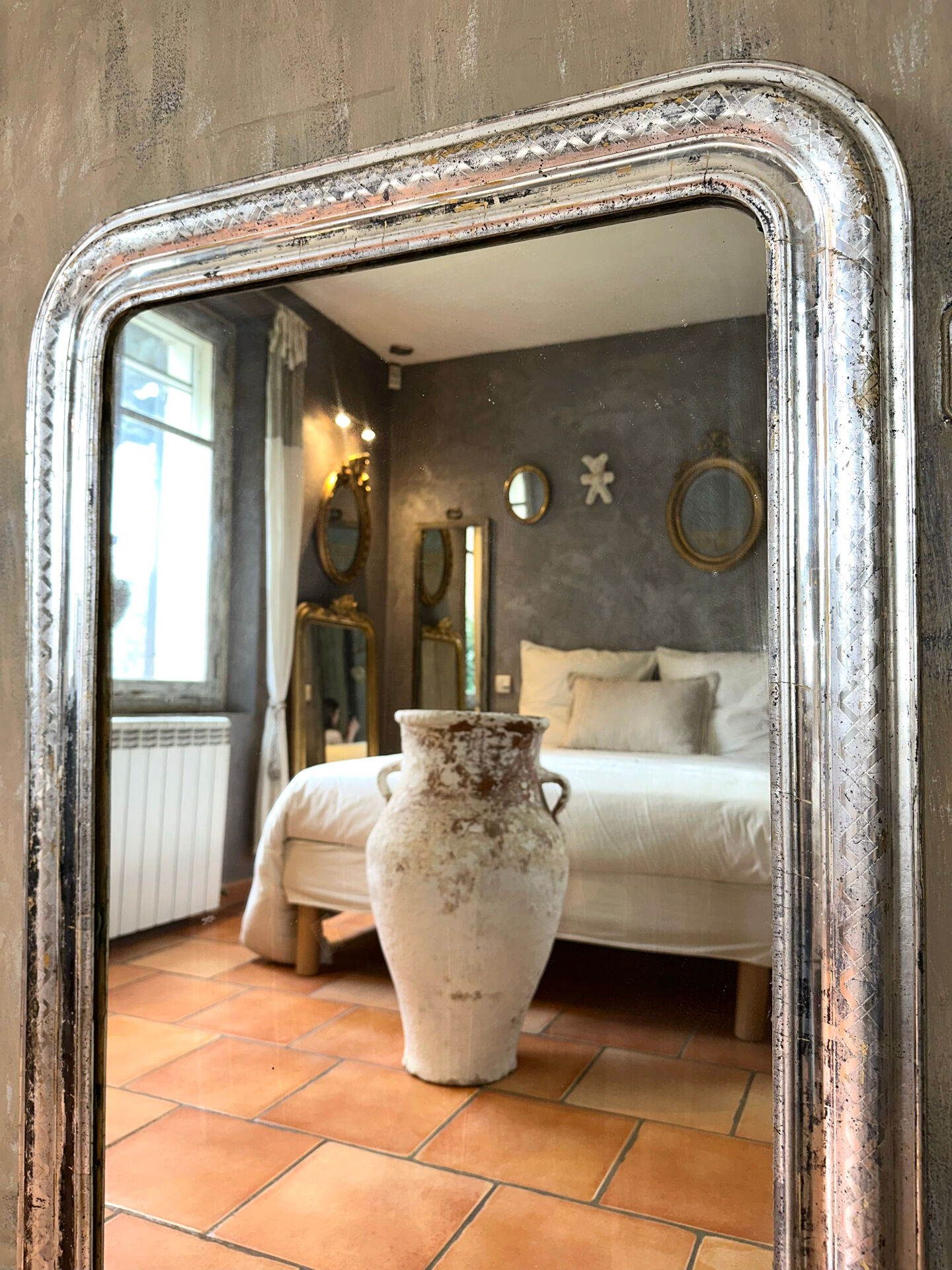 Louis-Philippe antique silvered mirror 19th century