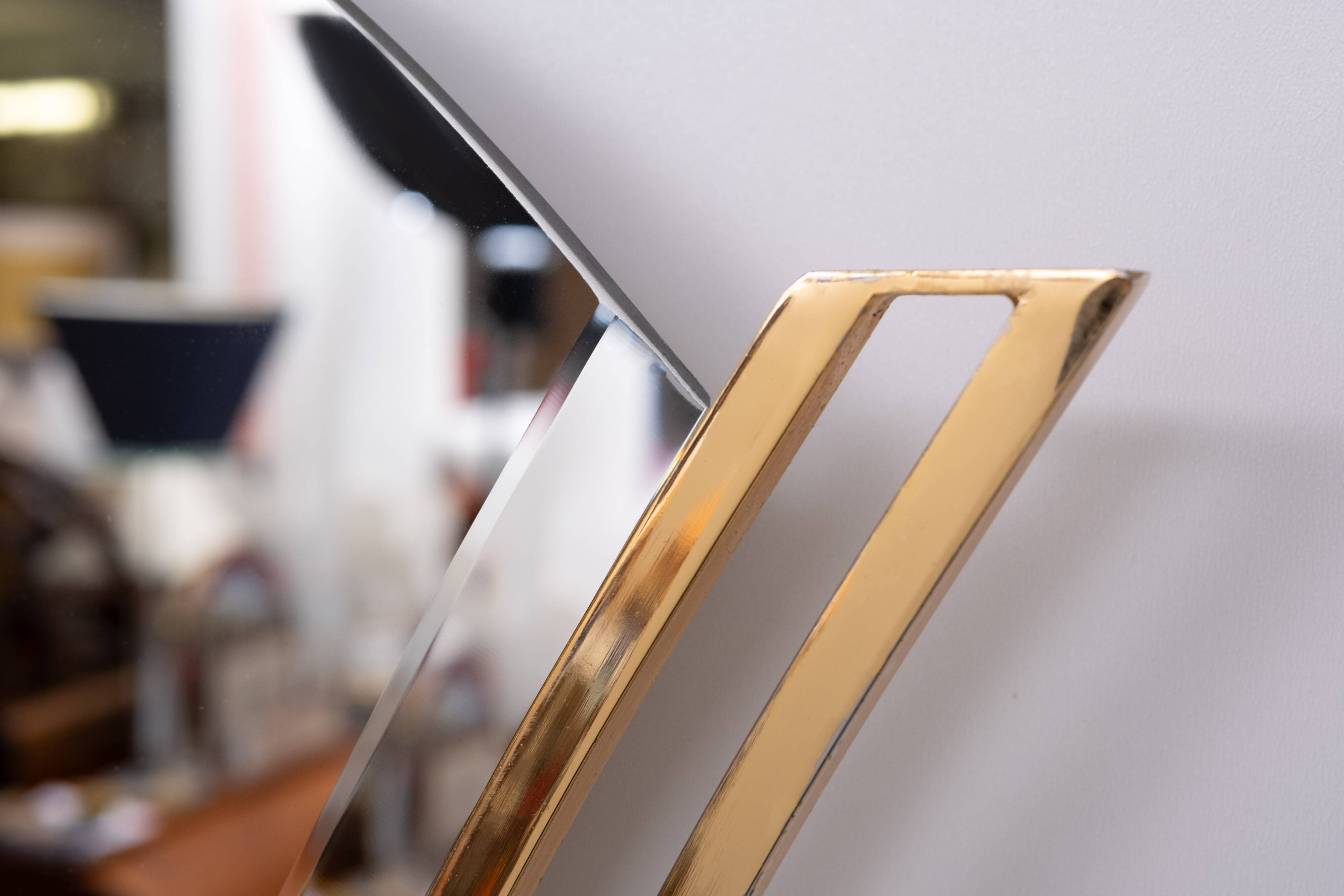 Hourglass shaped Brass Wall Mirror 1970s