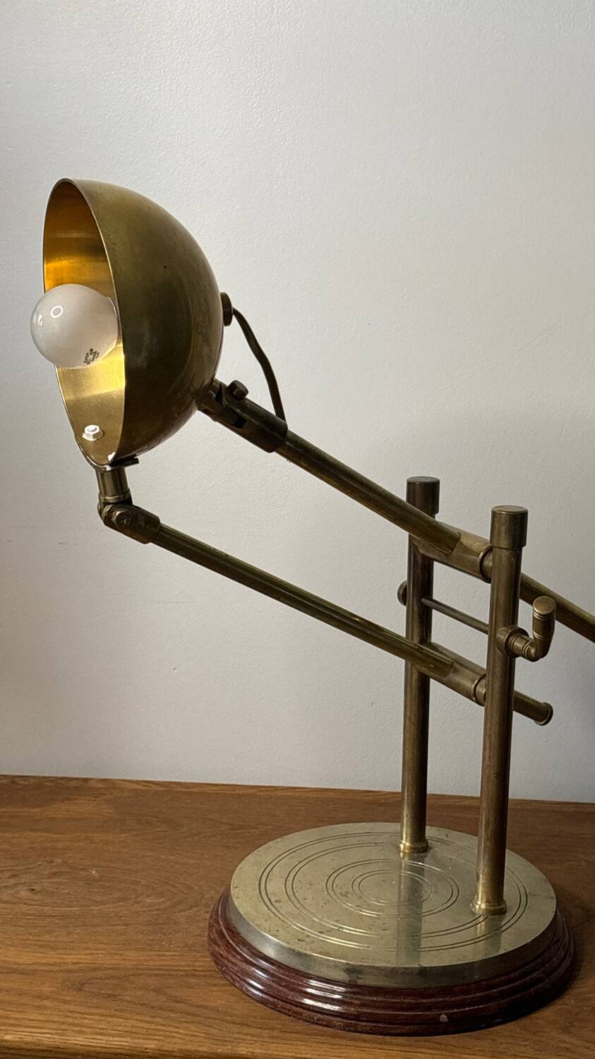 Adjustable brass desk lamp 1940s France