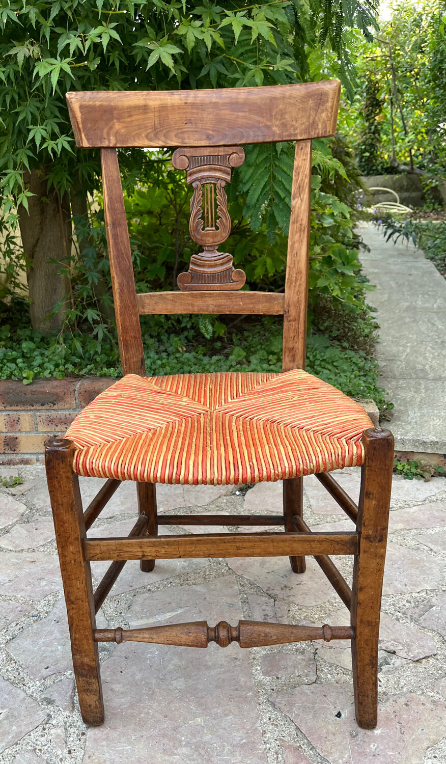 Pair of straw seated chairs
