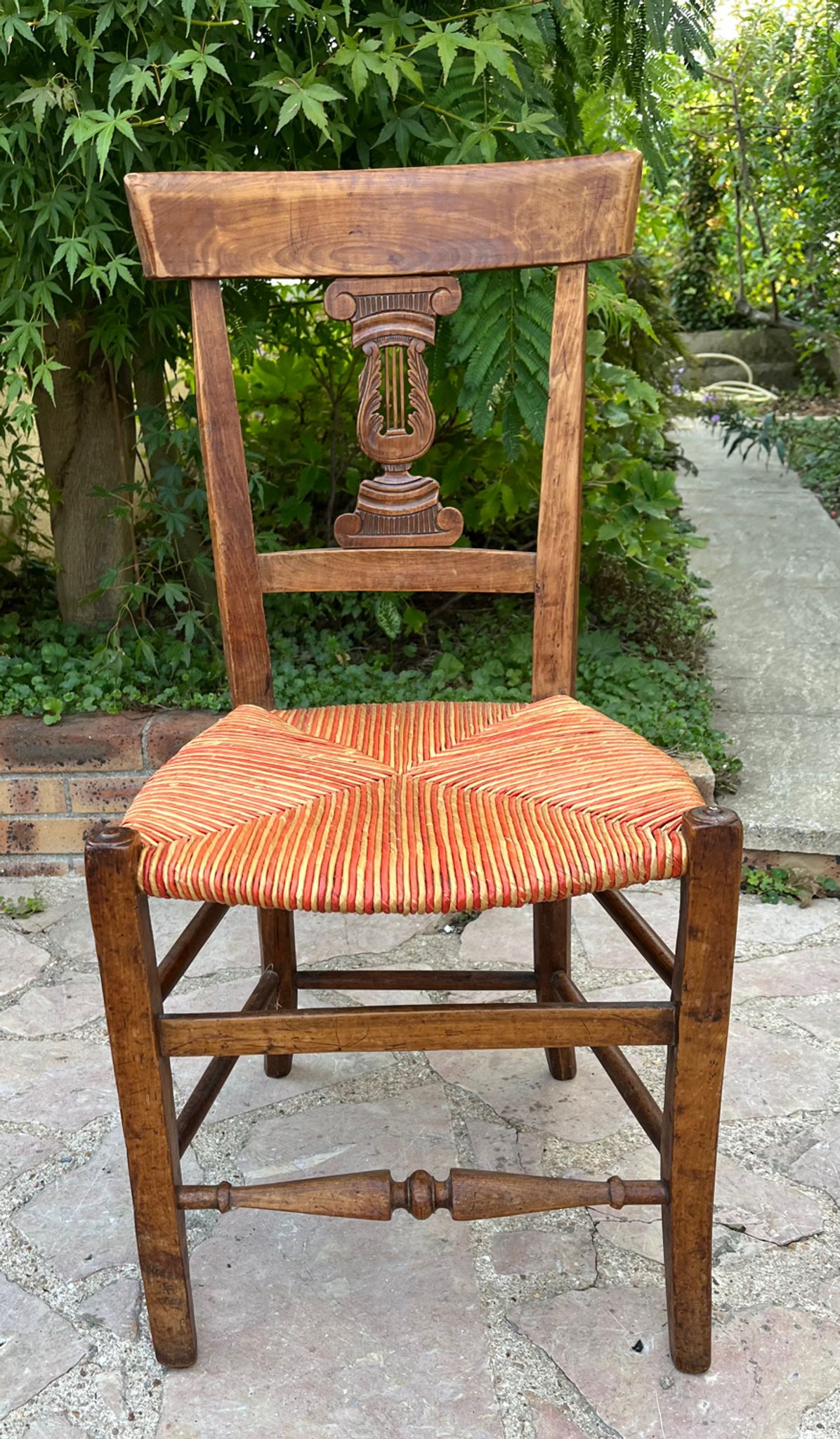 Pair of straw seated chairs
