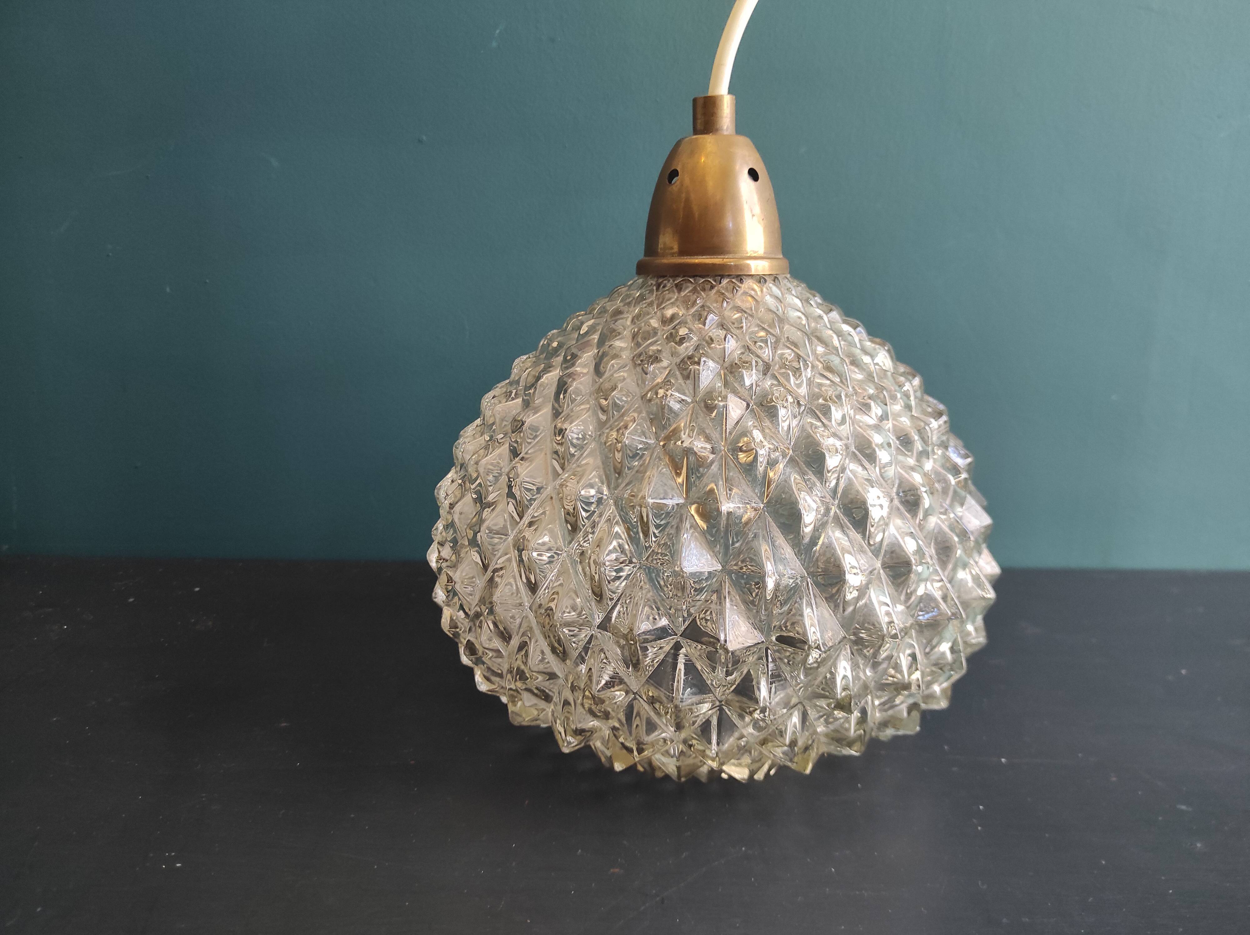 Vintage French hanging glass lamp