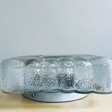 Spanish square textured glass flush mount lamp