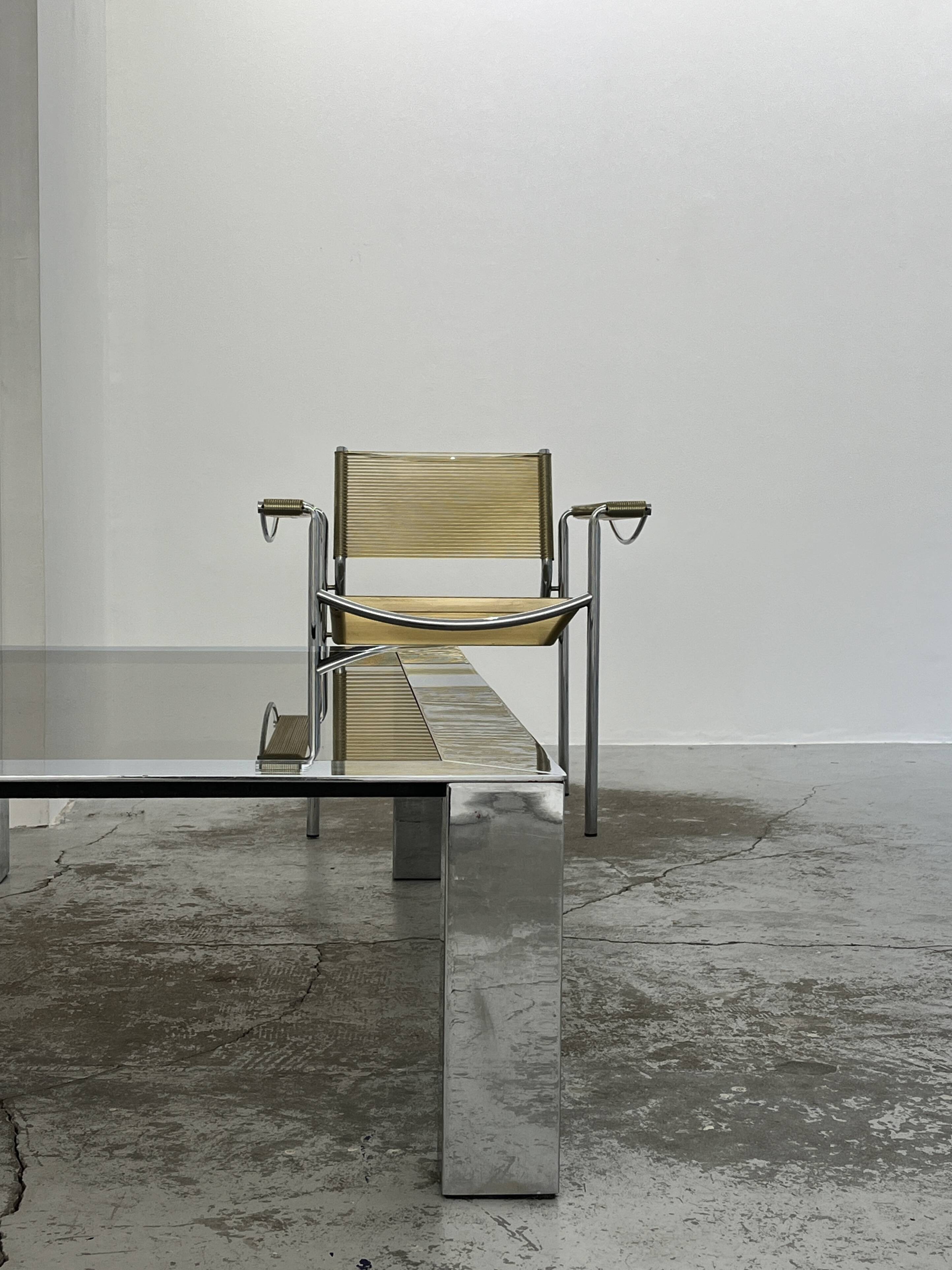 Coffee table in mirrored steel and smoked glass, 1970 design