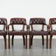 Set of four cowhide leather Chesterfield dining chairs in English style
