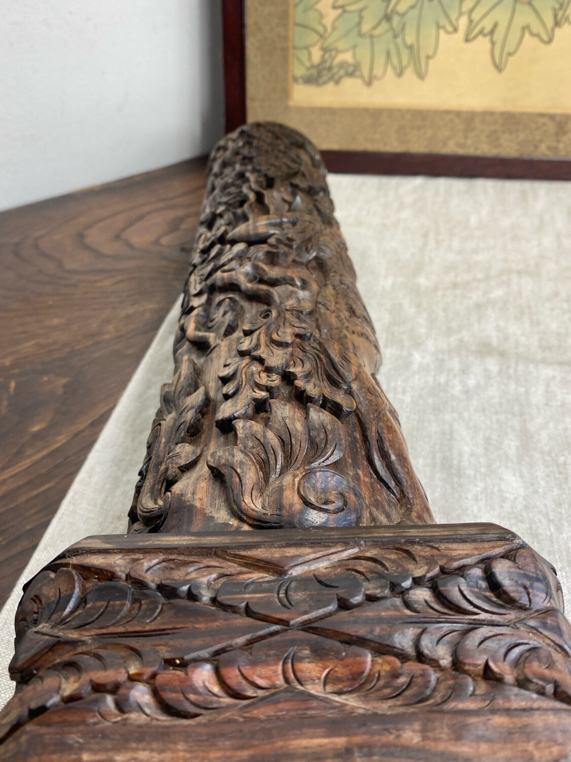 Carved wooden Balinese lamp base
