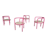 Ensemble de 4 chaises roses Locus Solus de Gae Aulenti pour Poltronova, années 1960