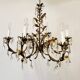Vintage gold leaf crystal chandelier with 6 lights, 1950s.