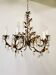 Vintage gold leaf crystal chandelier with 6 lights, 1950s.