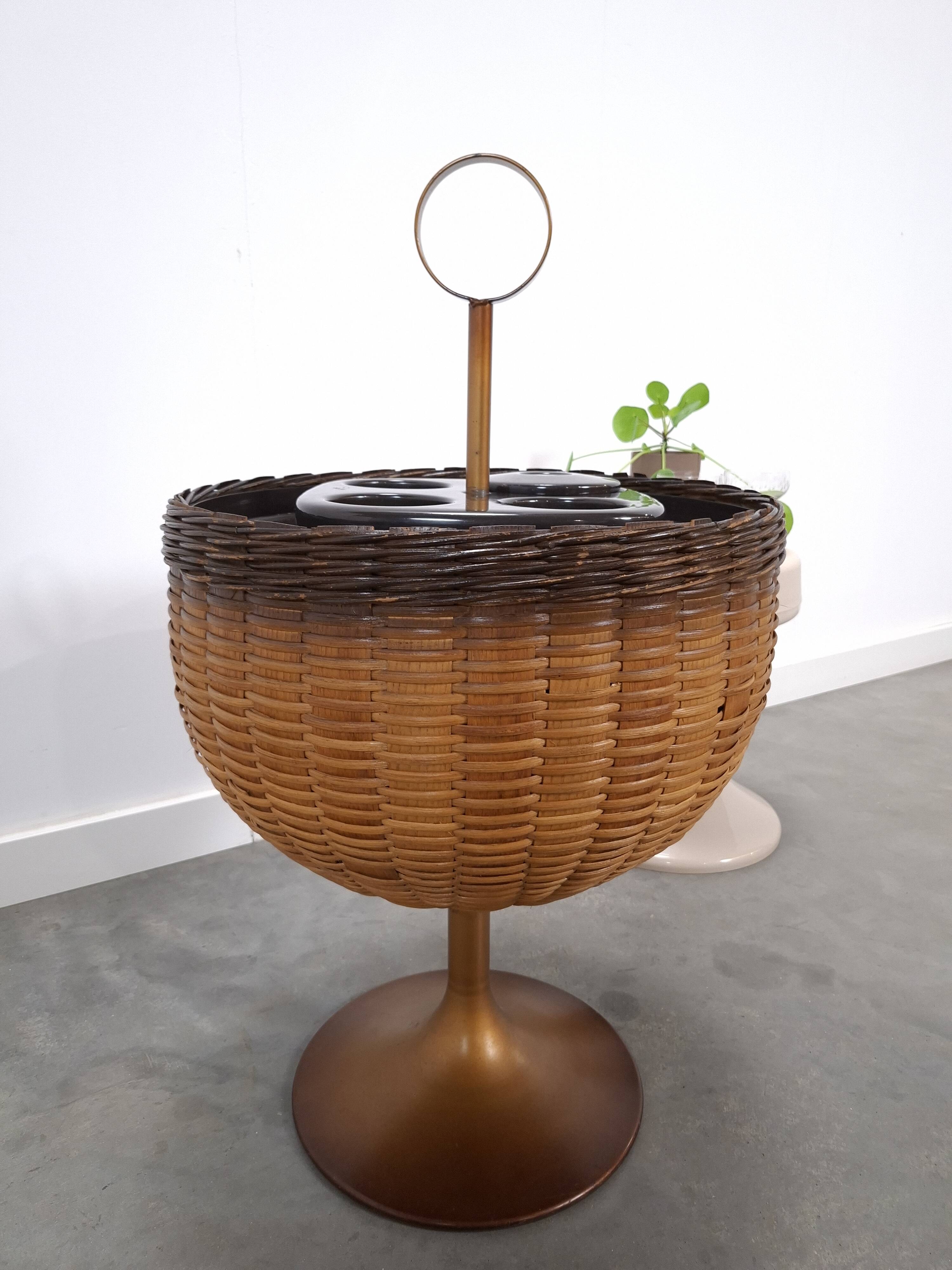 Draagbare bar, wijnkoeler met rotan en kunststof