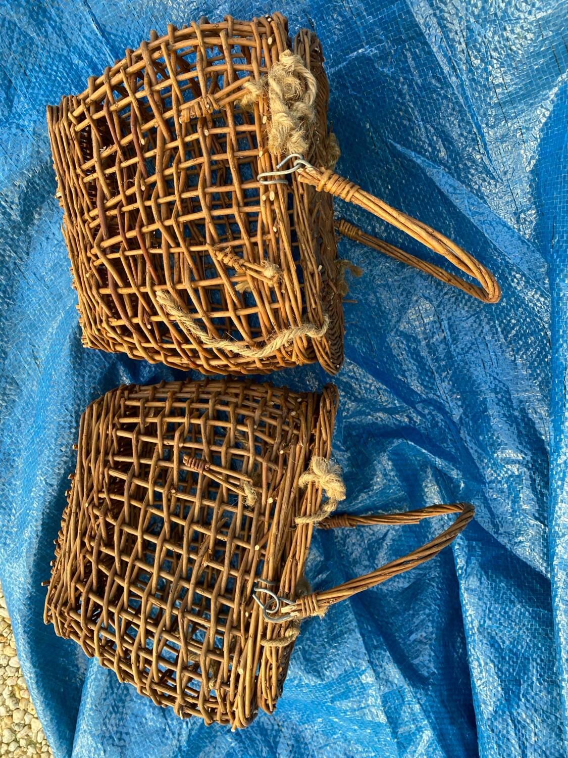 Lot de 2 petits paniers en osier tressés main