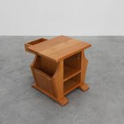 Mid-Century Blonde Oak Side Table, France 1980s