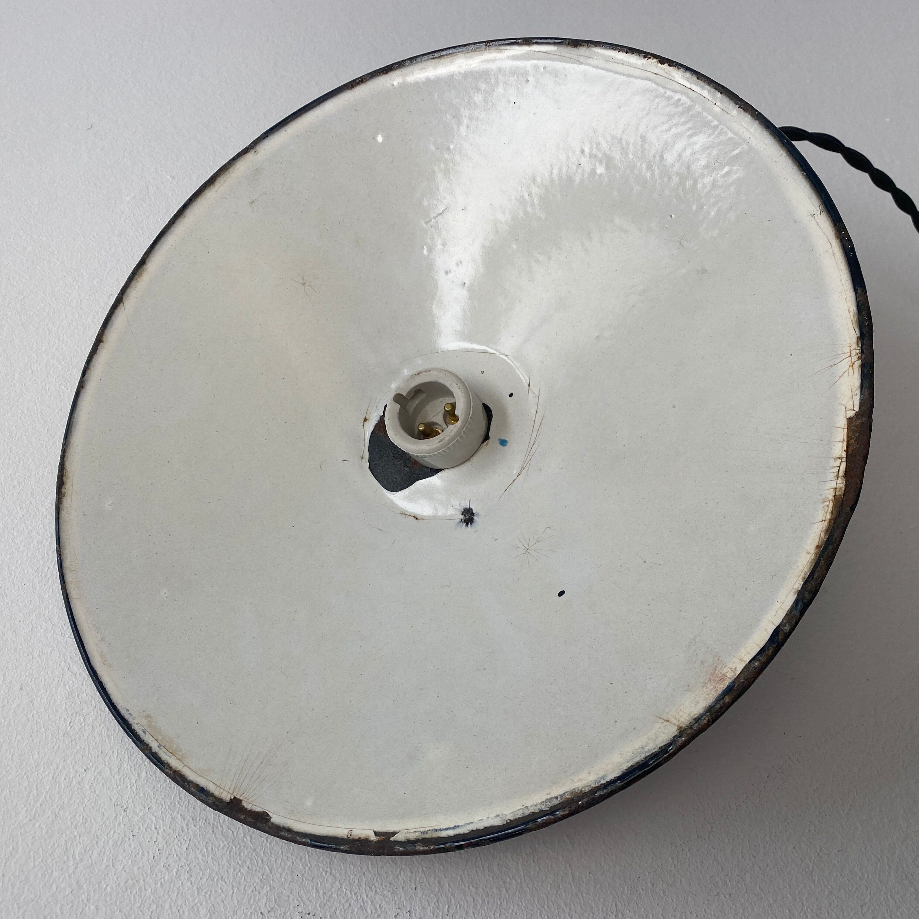 Old red enamelled industrial suspension 30 cm