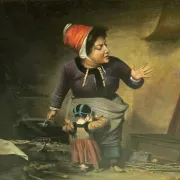 Very large oil on canvas – “La Remontrance” – Signed Valli - 20th century