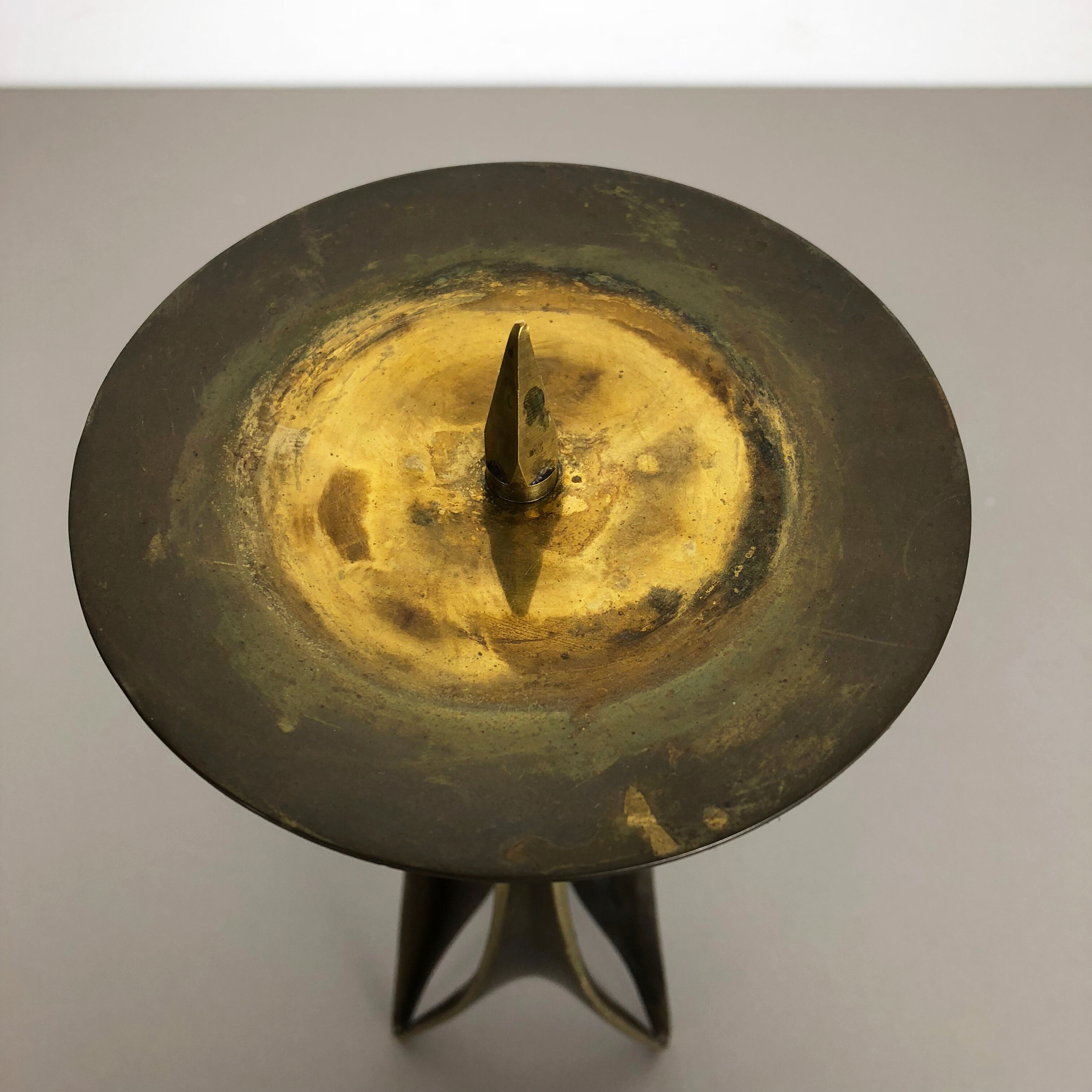 Brutalist Brass Metal Candleholder by Klaus Ullrich for Faber & Schumacher 1950s