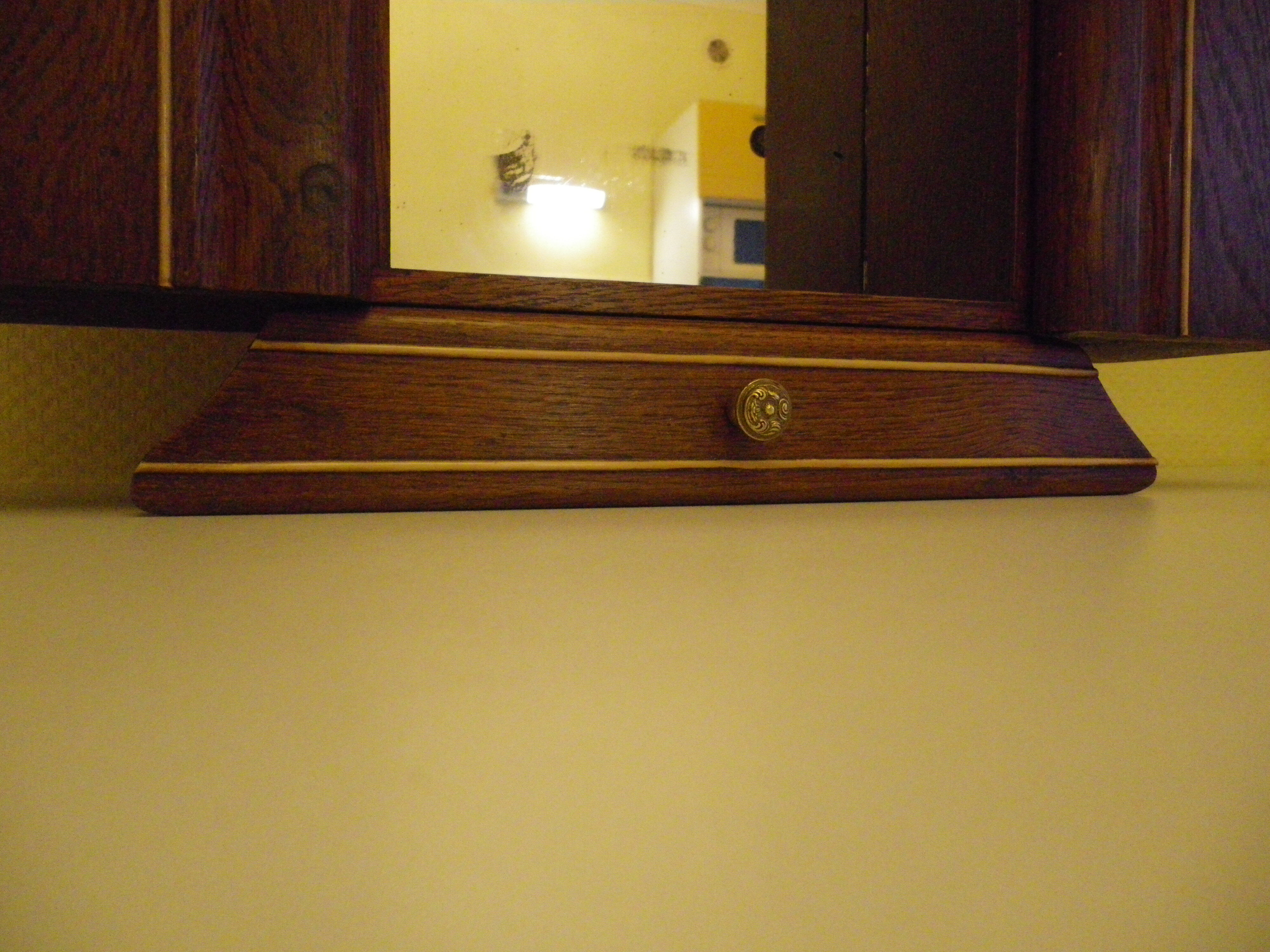 Art Deco extra furniture 1920/1940 to install or fix, wooden, central mirror, 2 doors, 1 drawer