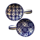 Pair of blue decorated fondue pots