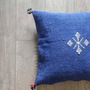 Blue Moroccan Berber cushion in cotton