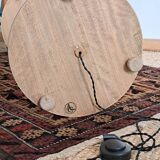 Light wood floor lamp with Art Deco wooden shelf