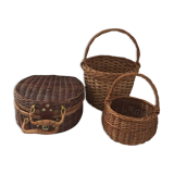 Three little wicker baskets