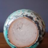 Vase en céramique bleu-vert signé Pierre Lion, année 60