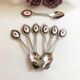 Set of 7 small dessert spoon or coffee with porcelain cabochon