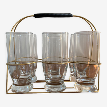 Vintage glass holder in gilded brass