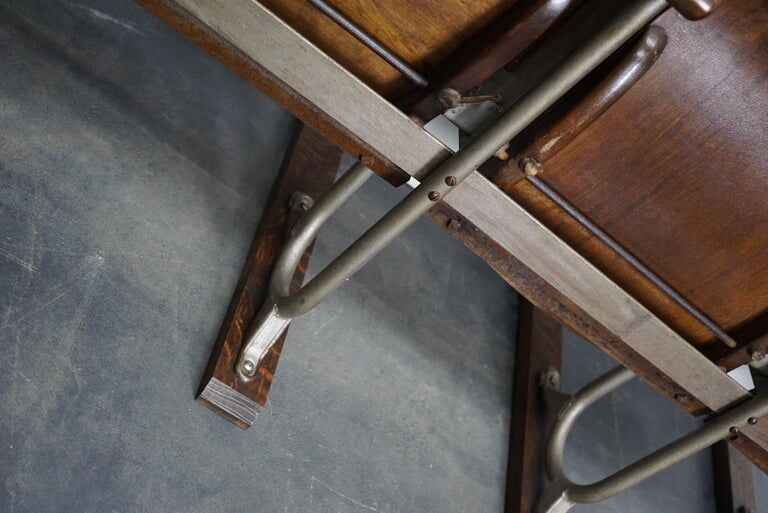 Vintage 4-seater cinema bench in metal and wood, Netherlands, 1930s
