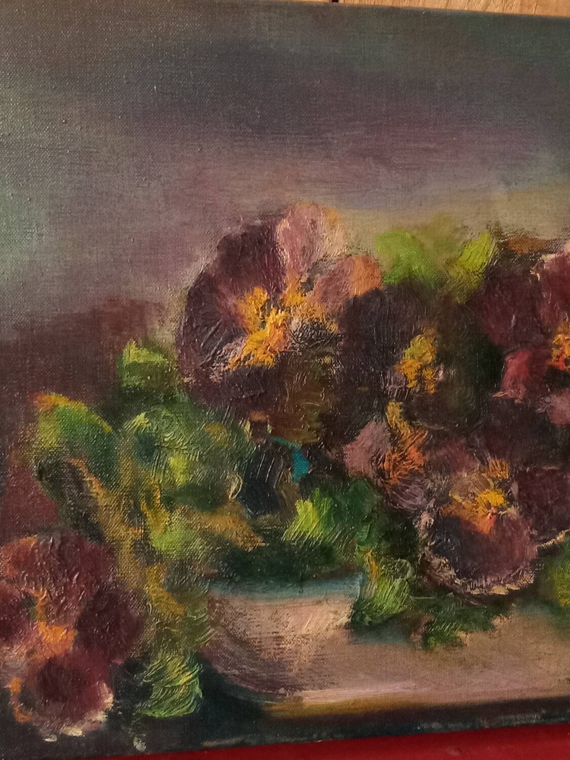 Painting bouquet of pansies