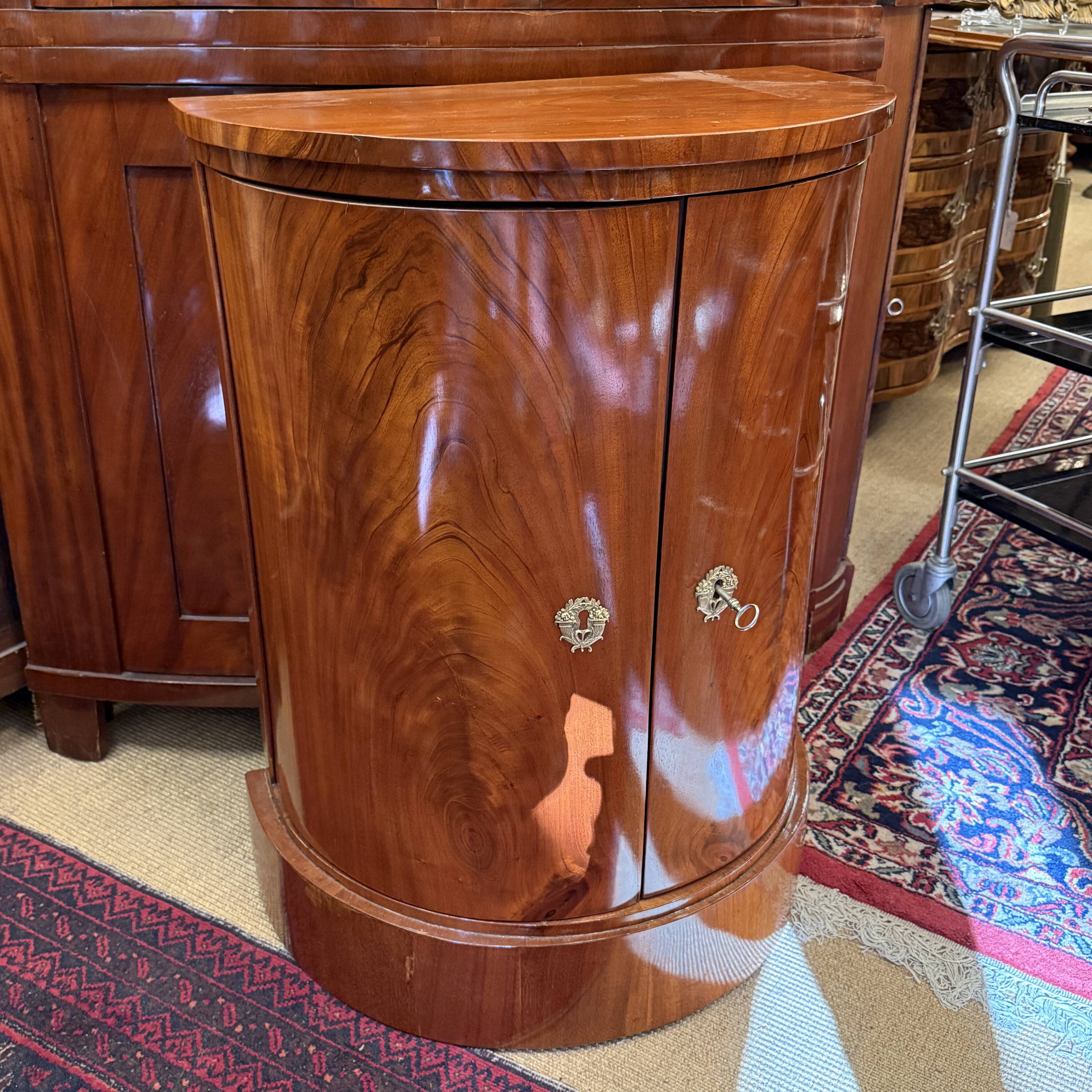 Antique Biedermeier Demi-Lune Mahogany Cabinet 1820