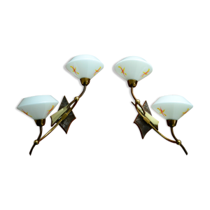 Paire d'appliques verre