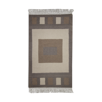 Tapis de porte en laine tissée à la main Tapis crème brune moderne- 61x91cm